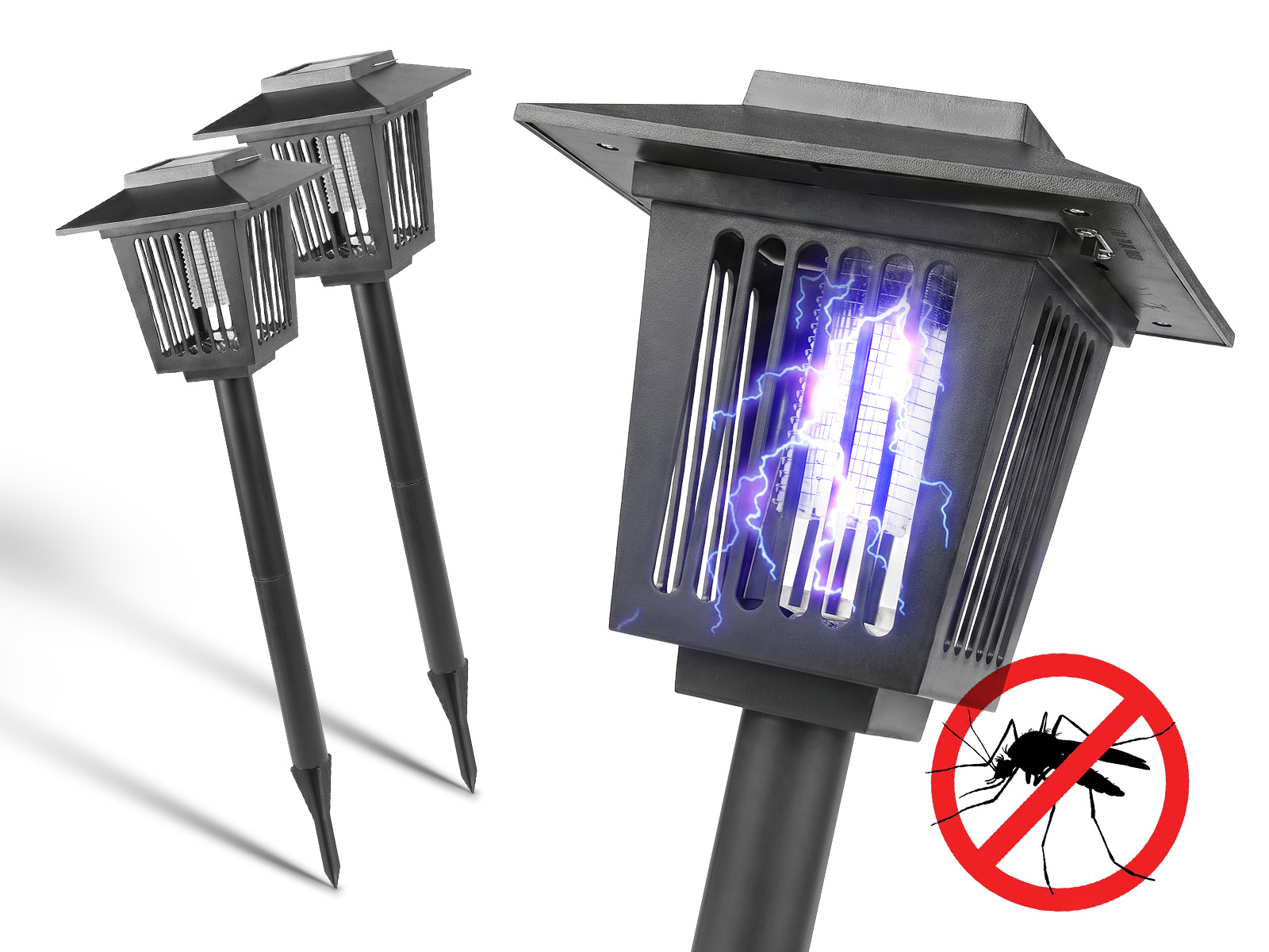 2x Lampa solarna LED ogrodowa owadobójcza 58cm wbijana